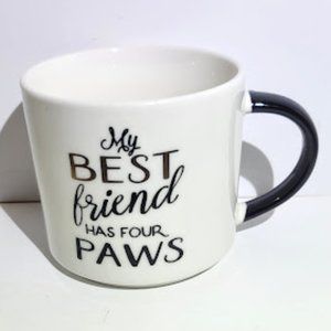 THRESHOLD PORCELAIN WHITE MUG "MY BEST FRIEND HAS FOUR PAWS"